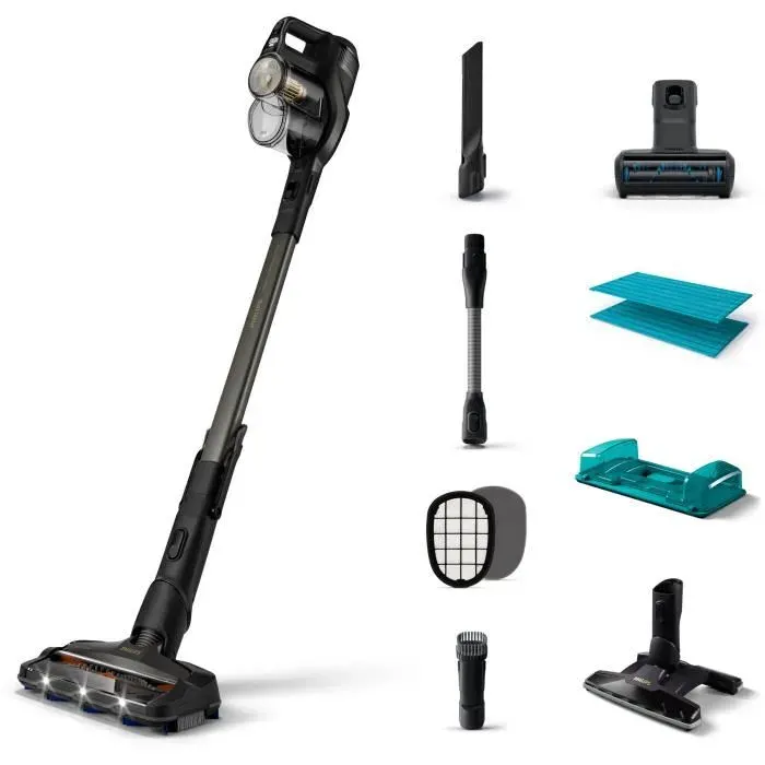 Philips Aqua Plus Série 8000 3-en-1 aspirateur sans fil aspiration 360 ° 252V batterie 80 min noir (XC8349/01)