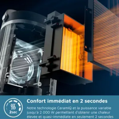 Philips - Chauffage Soufflant Cx3120/01, Chauffage Connecté Série 3000 Noir, 1500w — vue 4
