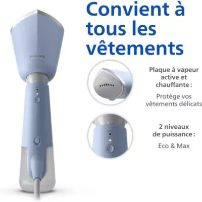 Philips - Défroisseur Vapeur Sth5020/20 Steamer Série 5000 Bleu Clair, 35 Sec*, 1300w — vue 7