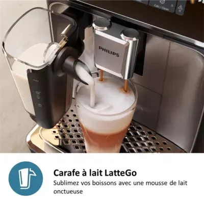 Philips - Expresso Broyeur Ep3349/70 Cafetière À Grain Lattego Série 3300, 6 Boissons, Silentbrew, Noir — vue 5