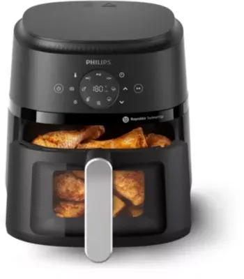 Philips - Friteuse Sans Huile Na221/00 Friteuse Sans Huile Avec Fenêtre De Cuisson Noir/Argent, Série 2000 4.2l