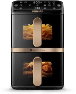 Philips - Friteuse Sans Huile Na462/70 Friteuse Sans Huile Vertical Duo Noir/Cuivre, Série 4000 10l (5+5l)
