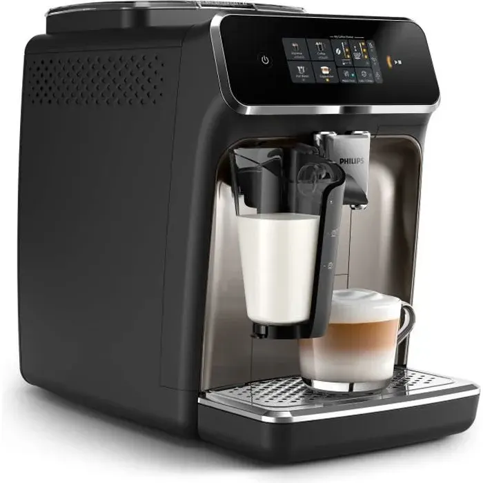 Philips Machine à café entièrement automatique série 2200 2 réglages de café mousseur à lait noir (EP2336/40)