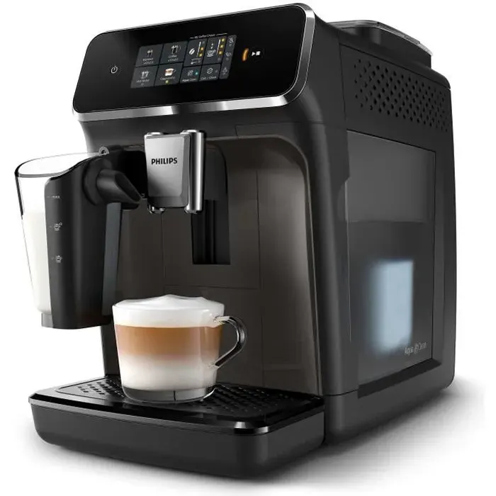 Philips Machine à café entièrement automatique série 2200 2 réglages de café mousseur de lait noir (EP2334/10)