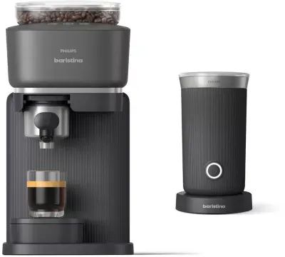 Philips - Machine À Expresso Baristina Bar303/60 Cafetière À Grain Noire + Mousseur À Lait