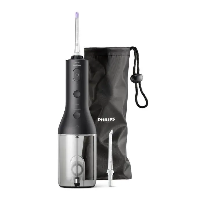 PHILIPS SONICARE HX3806/33 Hydropulseur Power Flosser sans fil + 2 canules + 1 étui de transport - Noir