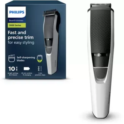 Philips - Tondeuse Barbe Bt3206/14, Molette Réglable, 10 Hauteurs De Coupe, Précision 1 Mm, Autonomie 45 Mn