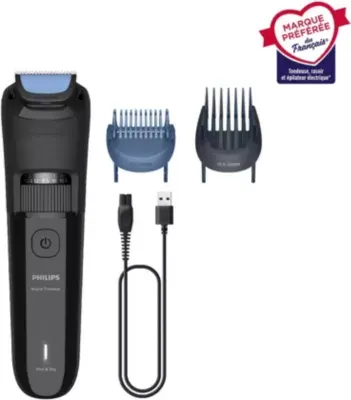 Philips - Tondeuse Barbe Bt3620/15 Series 3000, Molette Réglable, 40 Hauteurs De Coupe, Précision 0,5 Mm, Autonomie 70 Mn — coloris Noir
