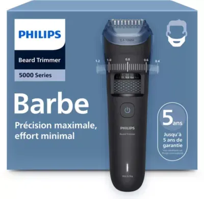 Philips - Tondeuse Barbe Bt5775/15 Series 5000, Molette Réglable, 40 Hauteurs De Coupe, Précision 0,2 Mm, Autonomie 100 Mn