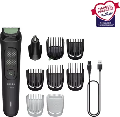 Philips - Tondeuse Multi Usages Mg3945/15 Series 3000, 10 Hauteurs De Coupe, Précision 1 Mm, Autonomie 90 Mn
