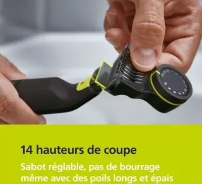 Philips - Tondeuse Multi Usages Oneblade Qp6542/15, Molette Réglable, 14 Hauteurs De Coupe, Précision 0,4 Mm, Autonomie 90 Mn — vue 7