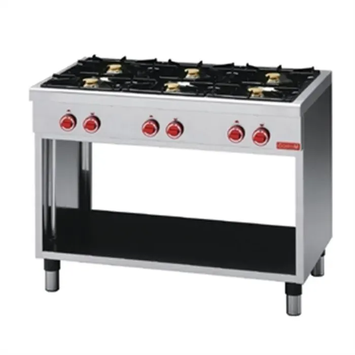 Piano de cuisson 6 feux vifs série 650 - soubassement ouvert - Gastro M