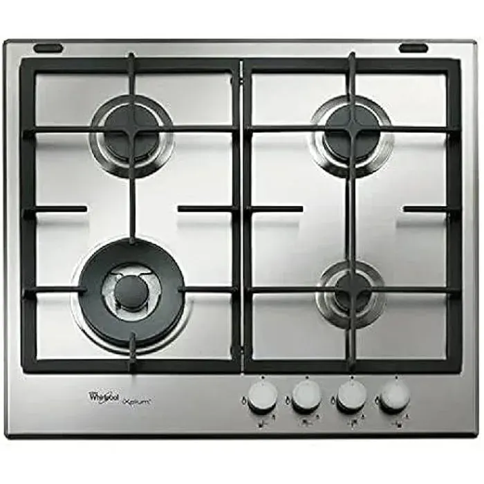 Piano de cuisson à gaz Whirlpool GMAL 6422/IXL - 4 brûleurs - Commandes frontales - Inox
