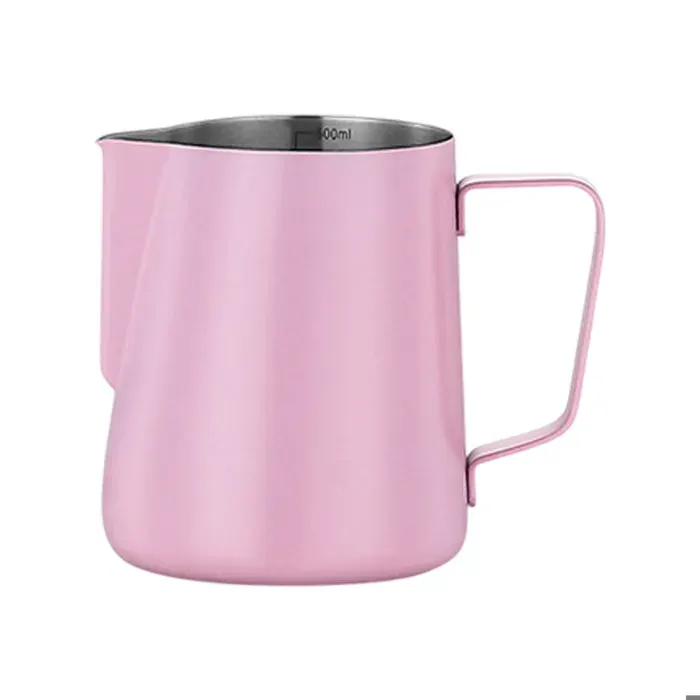 Pichet mousseur à lait en acier inoxydable 350 ml rose idéal pour le latte art. .