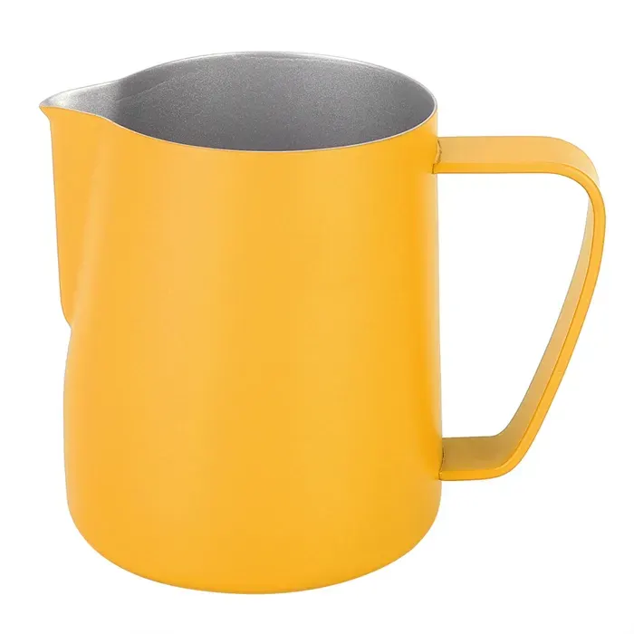 Pichet mousseur à lait en acier inoxydable de 350 ml récipient pour café latte ustensiles à café jaune Label