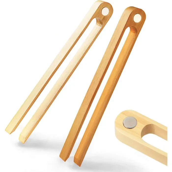 Pinces à grille-pain - HANDEIU - 22 cm - Bambou - Écologique - Ergonomique