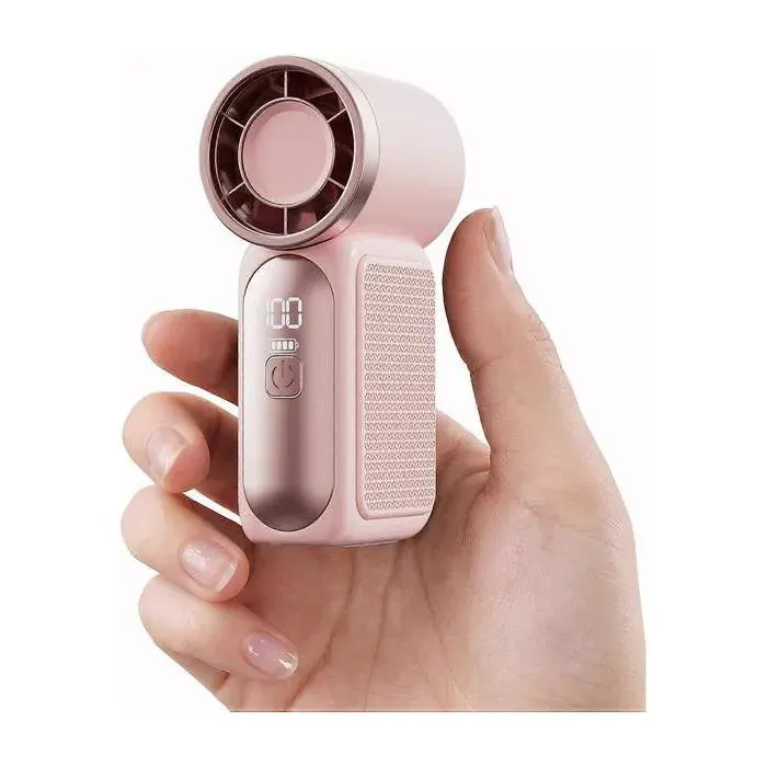 (Pink)Portable Handheld Mini Fan Powerful Turbo Hand Held Fan Rechargeable Pocket Personal Fan