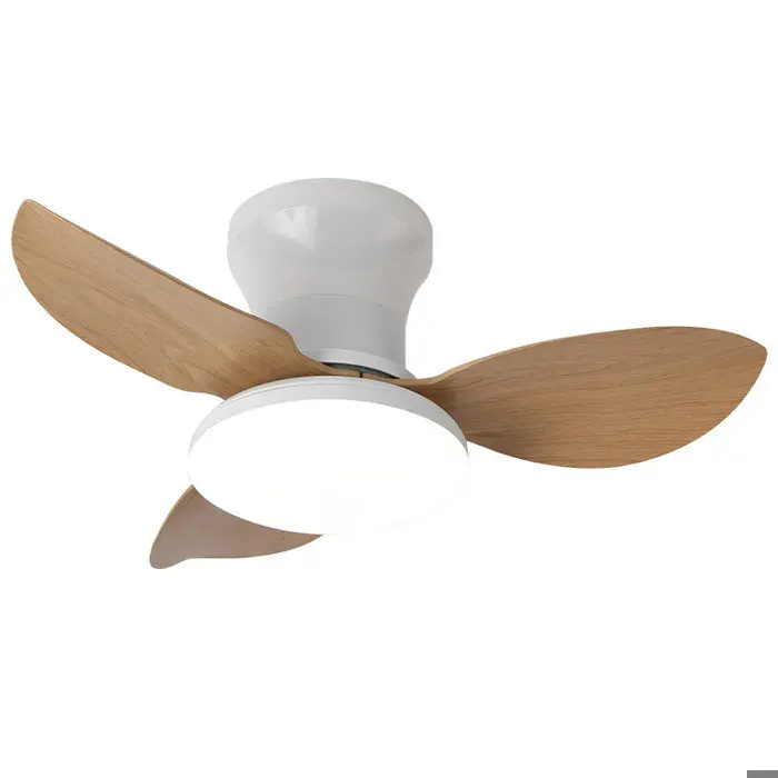 Plafonnier à feuilles droites Fan Light 65cm couleur grain de bois contrôle à distance VENTILATEUR