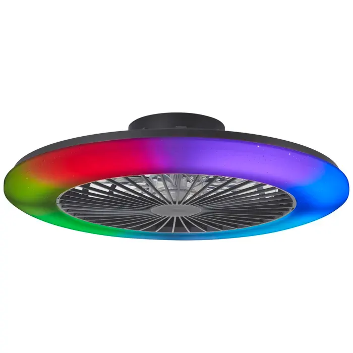Plafonnier LED avec ventilateur SALERNO XXL noir plastique DIA. 58cm