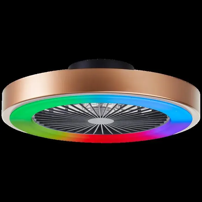 Plafonnier LED avec ventilateur SLIMLINE noir doré plastique/métal DIA. 49cm