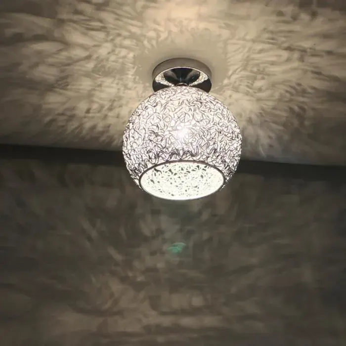 Plafonnier LED - WIRLSWEAL - Argent - Aluminium - 18cm x 18cm x 20cm - E27 Compatible