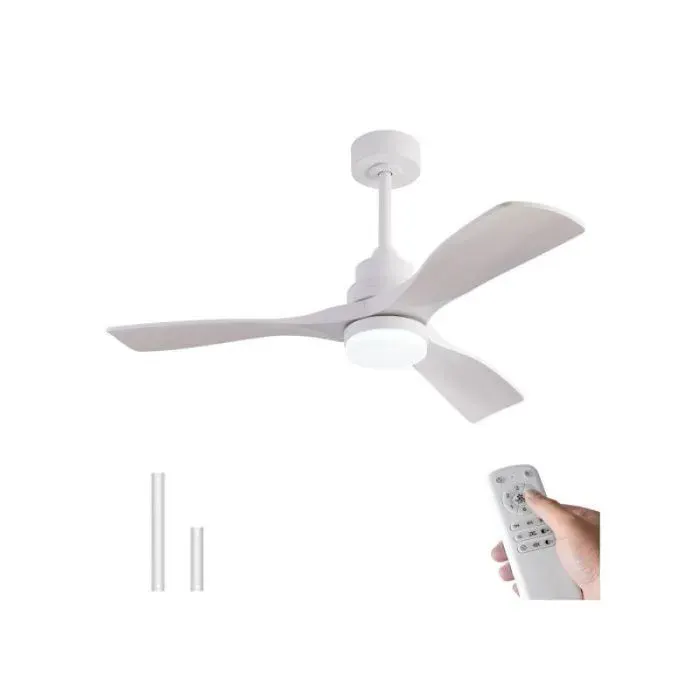 Plafonnier ventilateur 106 cm avec lumière LED télécommande silencieux 6 vitesses moteur DC blanc