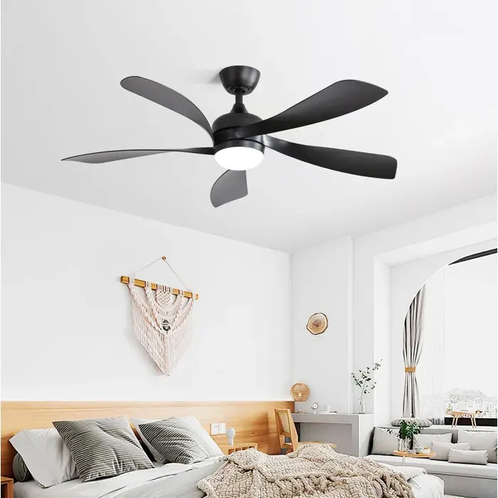 Plafonnier ventilateur 132 cm LED 3 couleurs variation 6 vitesses DC silencieux inversion été/hiver timer 1/4/8 h