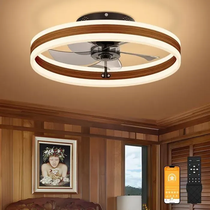 Plafonnier Ventilateur 40 cm avec Télécommande de Plafond Sans Pales LED 3000K-6500K Rotation 360 pour Chambre et
