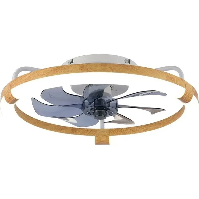 Plafonnier ventilateur 50 cm avec lumière LED extra plat télécommande 6 vitesses éclairage dimmable pour chambre et salonAspect