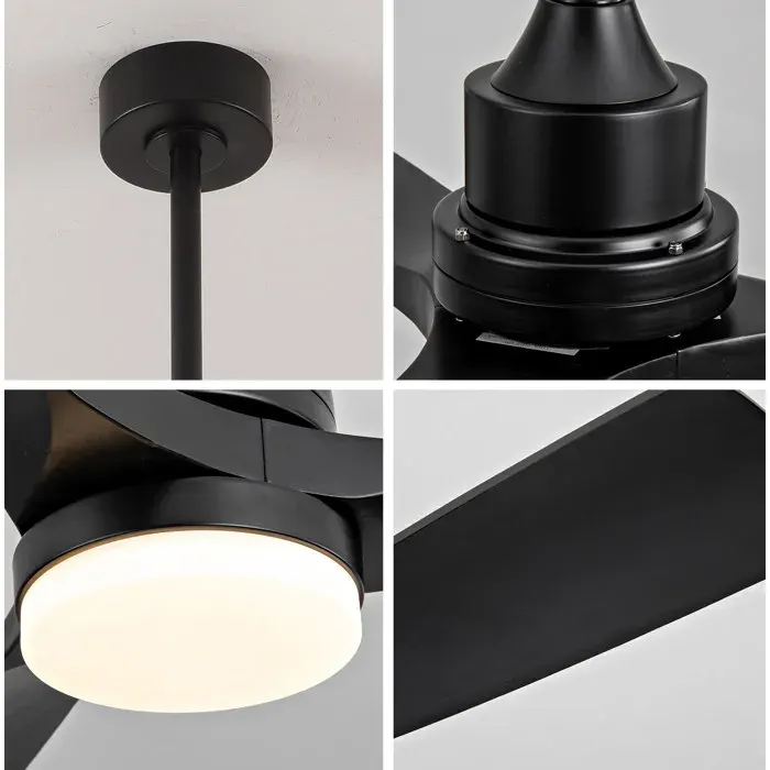 Plafonnier ventilateur 52 pouces - Noir - LED intégrée - Télécommande - 6 vitesses - Réversible