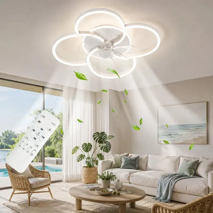Plafonnier ventilateur - AUTREMENT - 53 cm - Dimmable 3000–6000K - 6 vitesses - Moteur cuivre réversible