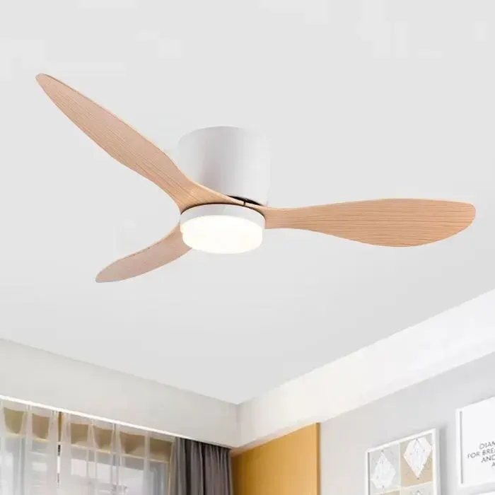 Plafonnier ventilateur bois 52 Moteur silencieux 6 vitesses 3 couleurs Salon/chambre