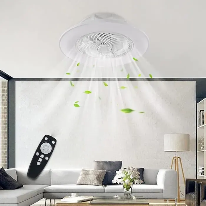 Plafonnier Ventilateur De Plafond LED Dimmable - UISEBRT - Ultra Silencieux - Télécommande - Diamètre 56cm