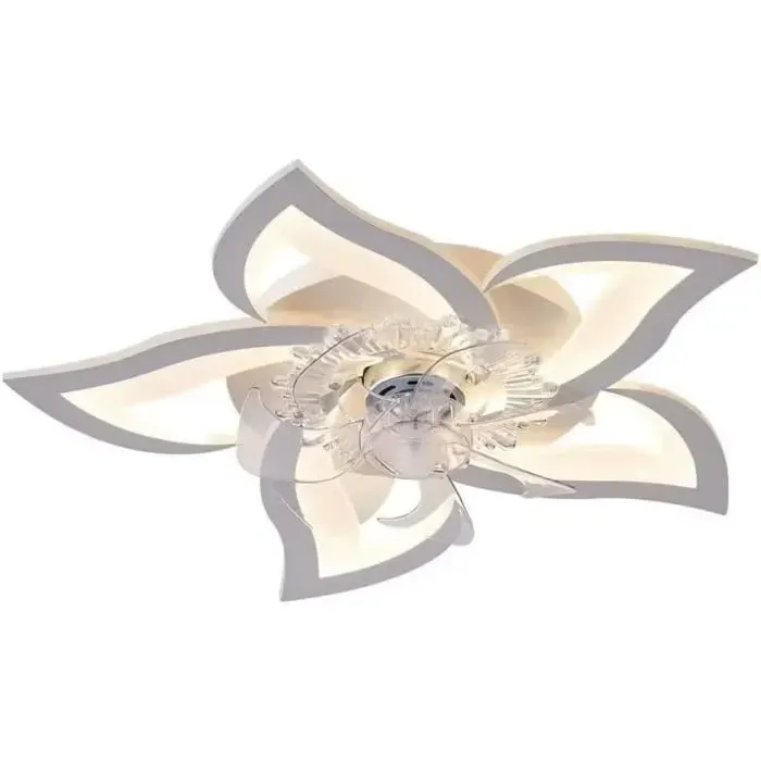 Plafonnier Ventilateur Design DC Ventilateurs de Plafond avec Lampe Intégrée LED Dimmable 6 Vitesse Réversible Été Hiver