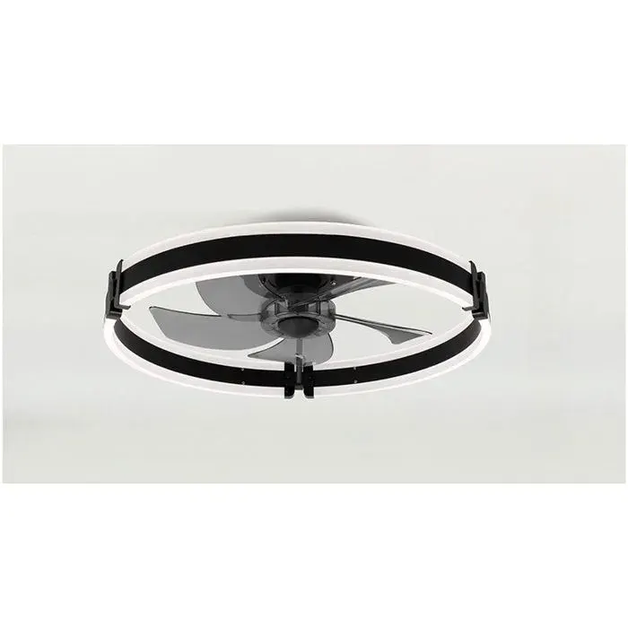 Plafonnier ventilateur fermé 50 cm LED dimmable contrôle APP et télécommande fonction mémoire minuterieNoirFlux dair direct