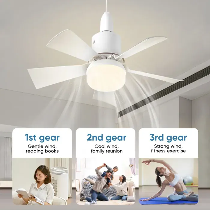 Plafonnier Ventilateur LED 3 Vitesses avec télécommande pour gradation adapté au salon au bureau à usage domestique 30W E27