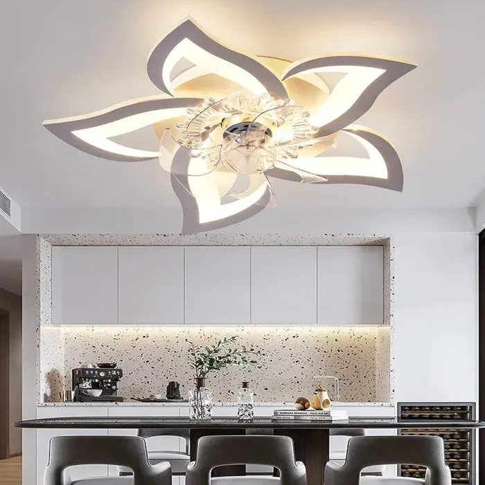 Plafonnier Ventilateur LED Avec APP Et Télécommande - Ventilateur De Plafond Silencieux Dimmable 6 Vitesses - Lumière LED 3 Couleurs