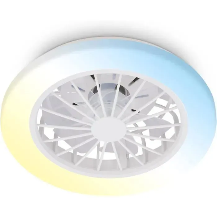 Plafonnier ventilateur LED blanc 3 vitesses CCT réglable télécommande salonE27