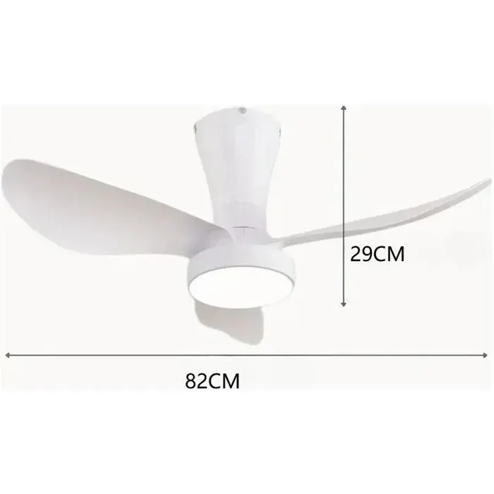 Plafonnier Ventilateur LED Dimmable Ventilateur de Plafond Réversible avec Télécommande pour ChambreBlanc