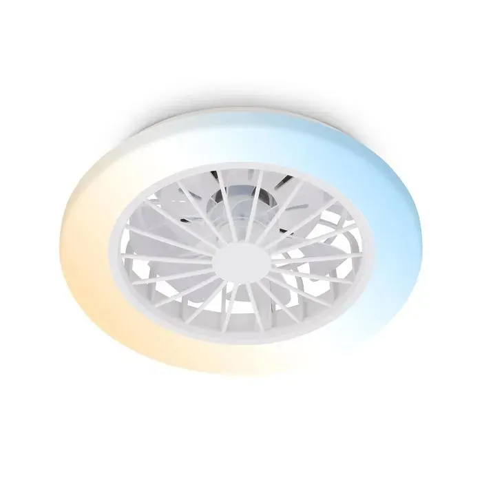 Plafonnier ventilateur LED moteur DC silencieux 5 vitesses télécommande intensité et CCT réglables Ø38 cm 24 W 2600 lm