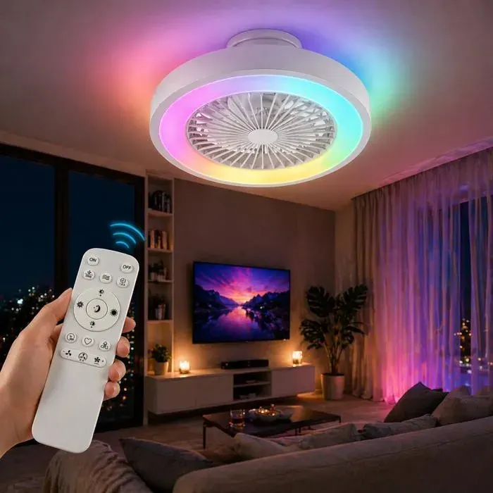 Plafonnier Ventilateur Led Silencieux avec TélécommandeVentilateur Plafond sans Pales Chambre40W LED LumièRe Dimmable mit RGB6