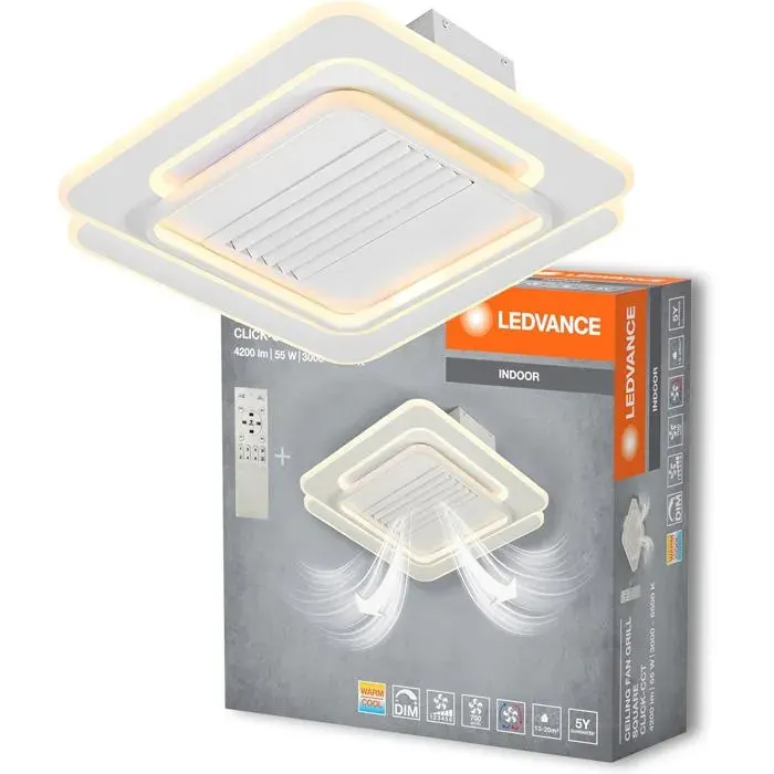 Plafonnier/Ventilateur LEDVANCE Carré 55W Dimmable Blanc IP20