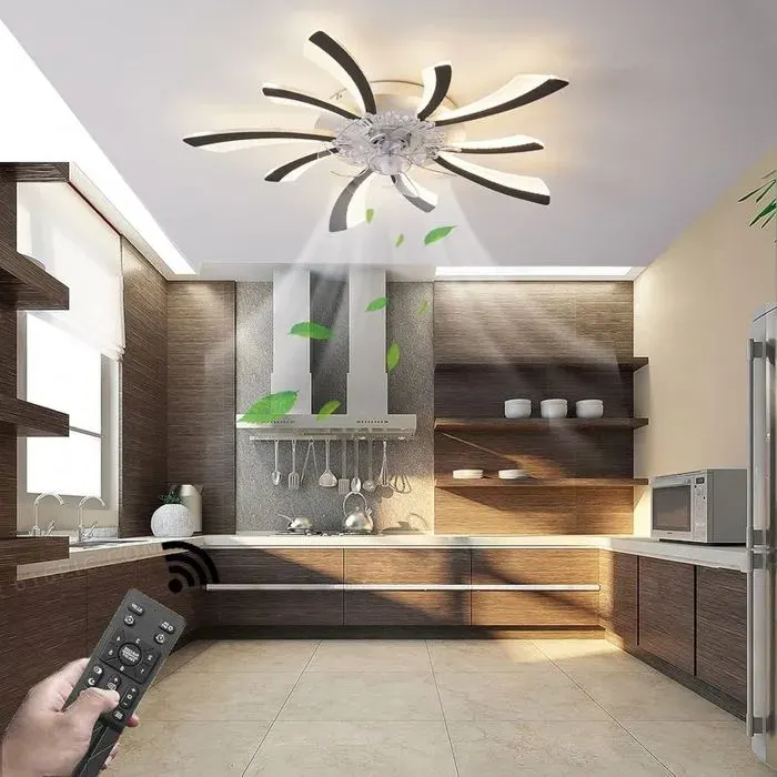 Plafonnier Ventilateur Moderne 78 cm avec Éclairage LED Intelligent Silencieux 3 Températures de Lumière et 6 Vitesses Noir