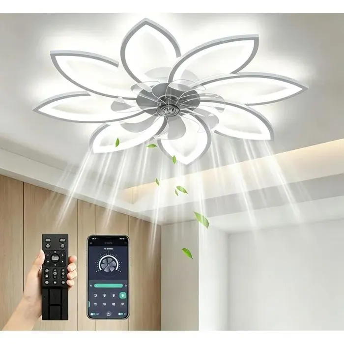 Plafonnier Ventilateur Moderne 90 cm avec Éclairage LED 3 Couleurs Télécommande et Silencieux à 6 Vitesses pour