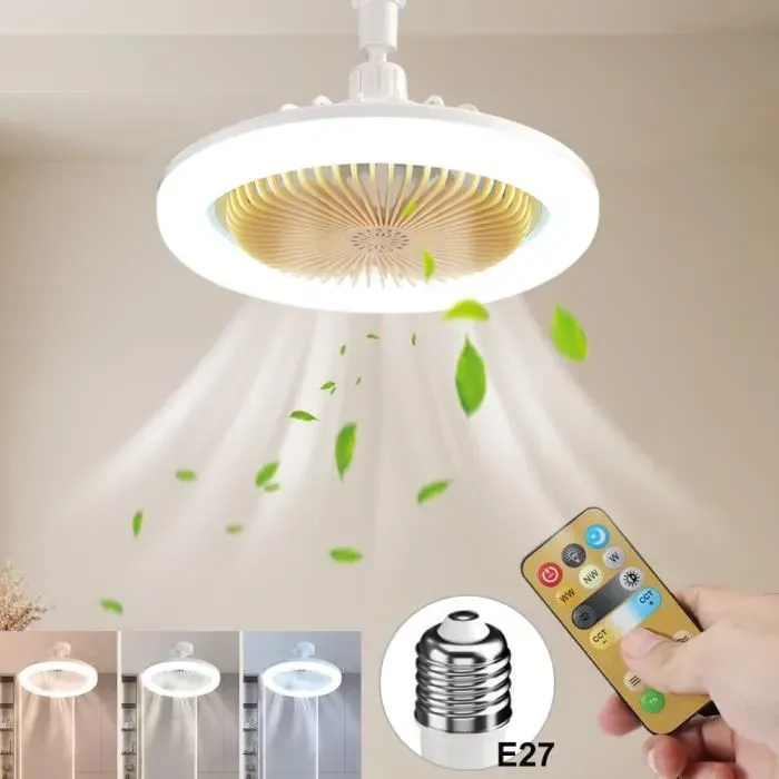 Plafonnier Ventilateur - MOOHOP - 25cm - LED Intégré - Télécommande - 3 Vitesses