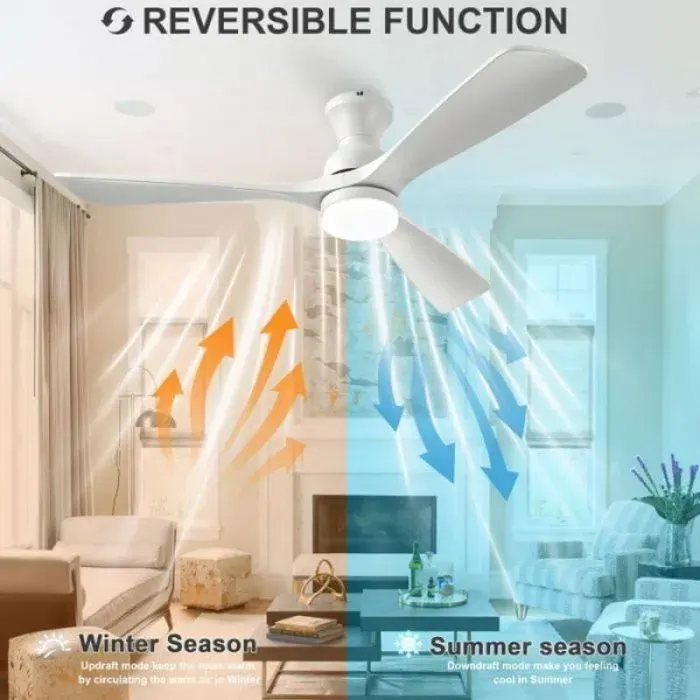 Plafonnier ventilateur multifonction 52 pouces bois massif éclairage 3CCT vitesses ajustables télécommande pour salon chambre