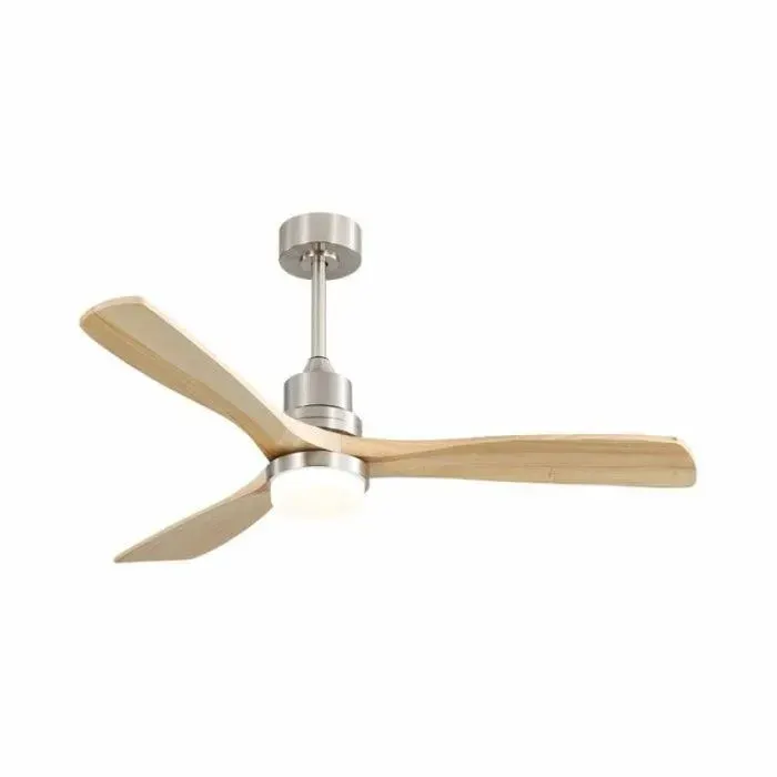 Plafonnier ventilateur silencieux 52 pouces design imitation bois 3 pales LED modulable dimmable 6 vitesses réglables