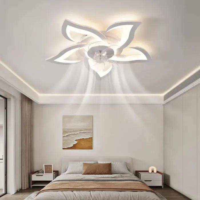 Plafonnier ventilateur silencieux 69 cm – Ventilateur de plafond 50 W avec LED 2400 lm réglage graduel sans échelle 6 vitesses