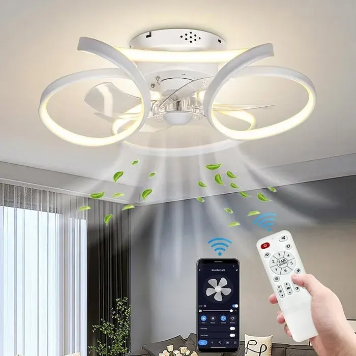 Plafonnier ventilateur - Ventilateur de plafond LED avec éclairage à intensité variable - 6 vitesses - Lampe moderne