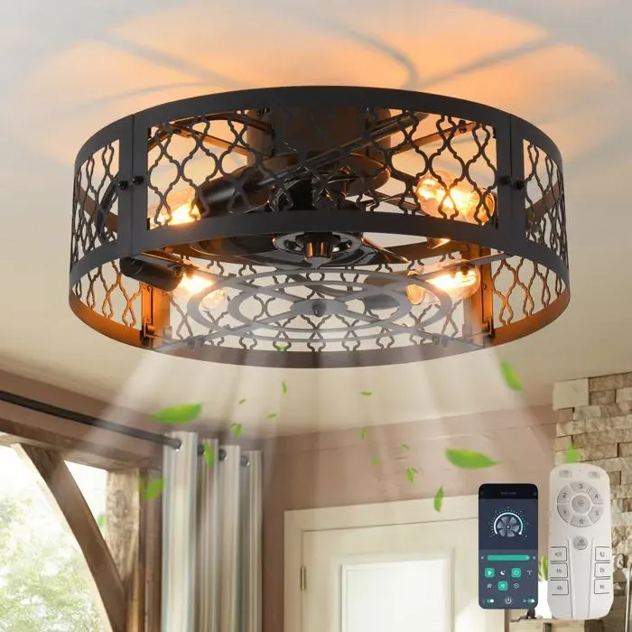 Plafonniers avec Ventilateur et Luminaire Style Industriel Fermier Ventilateur de Plafond 50cm industriel no VENTILATEUR DE PLAFOND